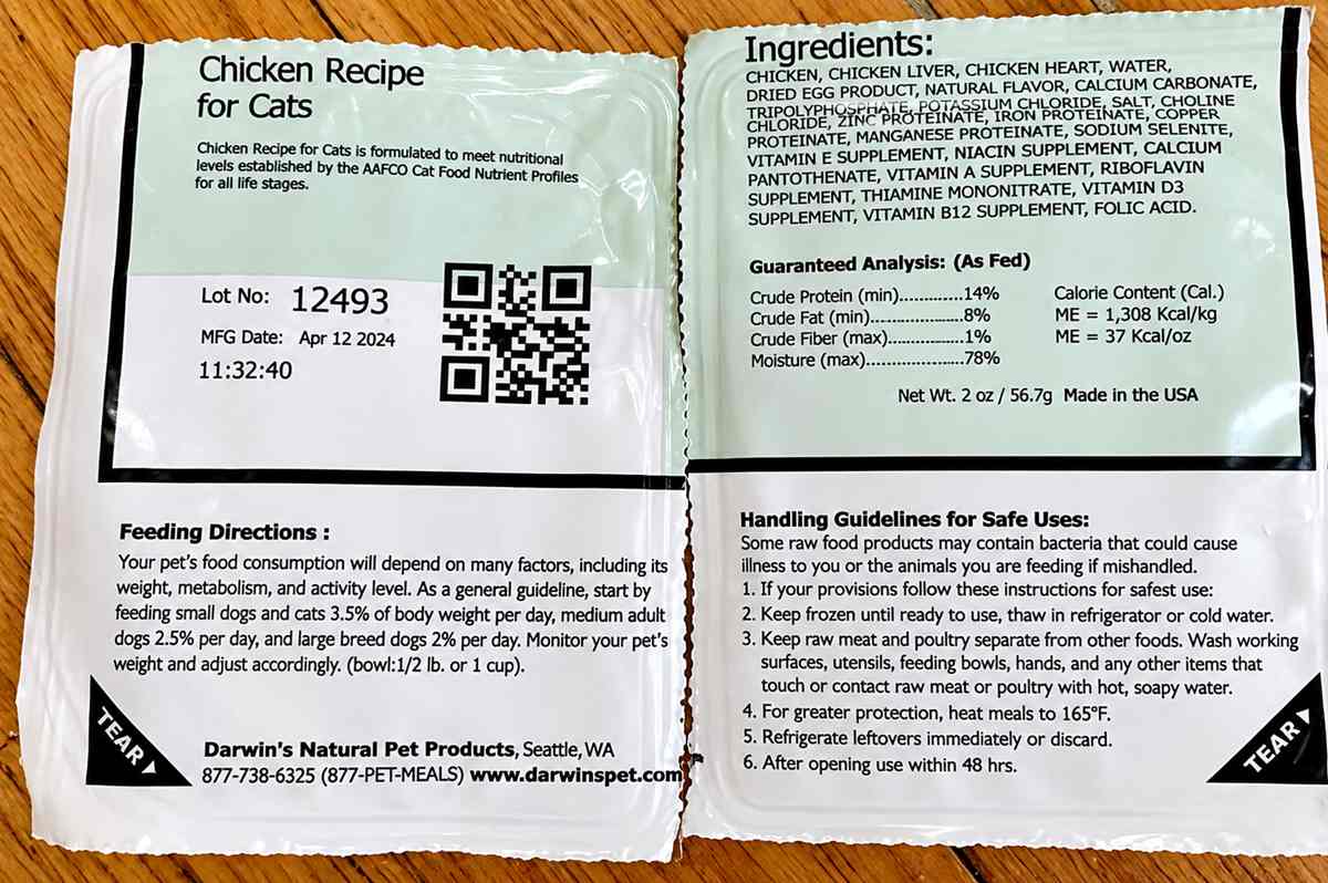 Darwin Natural Chicken Recipe for Cats